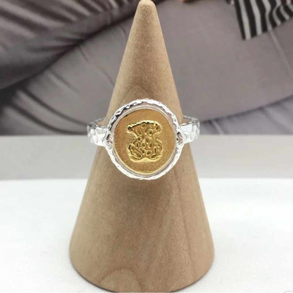7.5  Elegant Gold and Silver Women's Ring 925